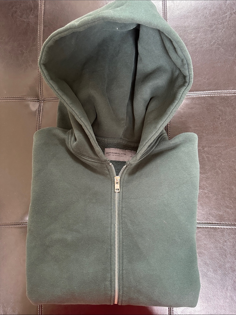 Abercrombie & Fitch Soft A&F Essentials Hunter Green Zip Hoodie Men Large